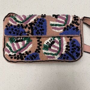 Anthropologie Beaded Multicolor Clutch Bag